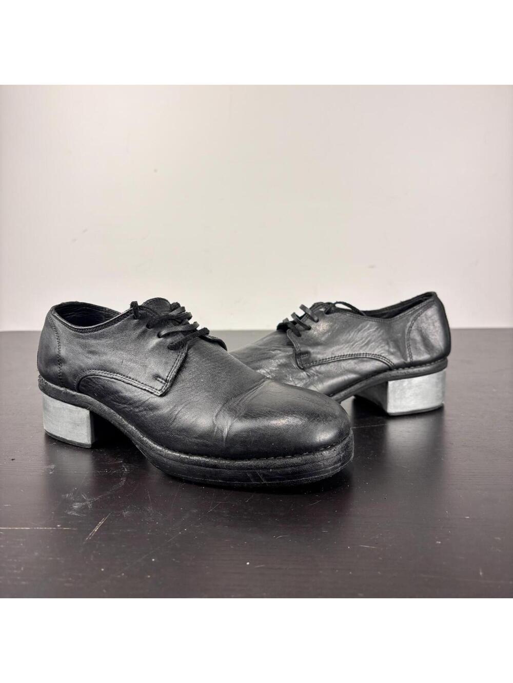 Guidi Metal Heel Derby — Women’s — Black Leather — Size 7 (24cm)